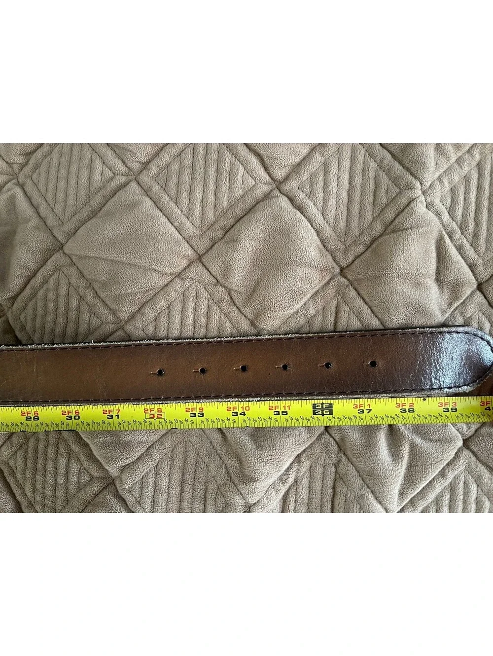 Vera Pelle - Leather Belt with Art Deco Blue and Brown Flower Buckle Size 30-32